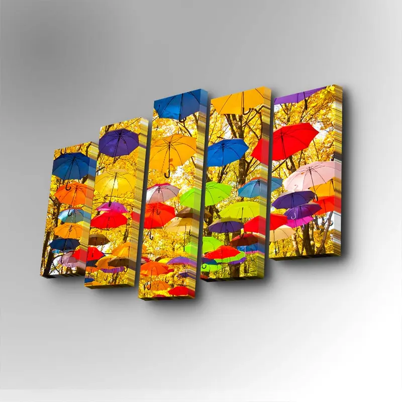 Tablou canvas 5 bucăți 5PUC-051, Multicolor, 82x50x3 cm - Multicolor