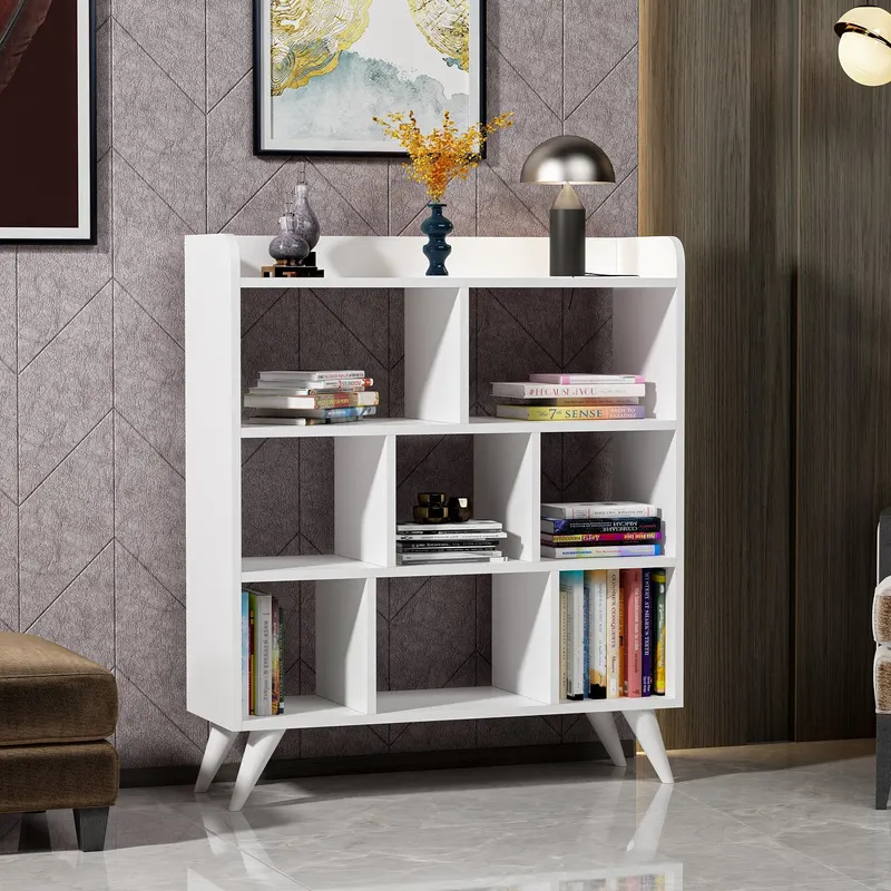Bibliotecă Florida, Alb, 90x30x105 cm - Alb