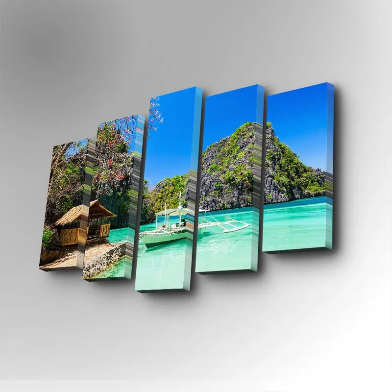 Tablou canvas 5 bucăți 5PUC-056, Multicolor, 82x50x3 cm - Multicolor