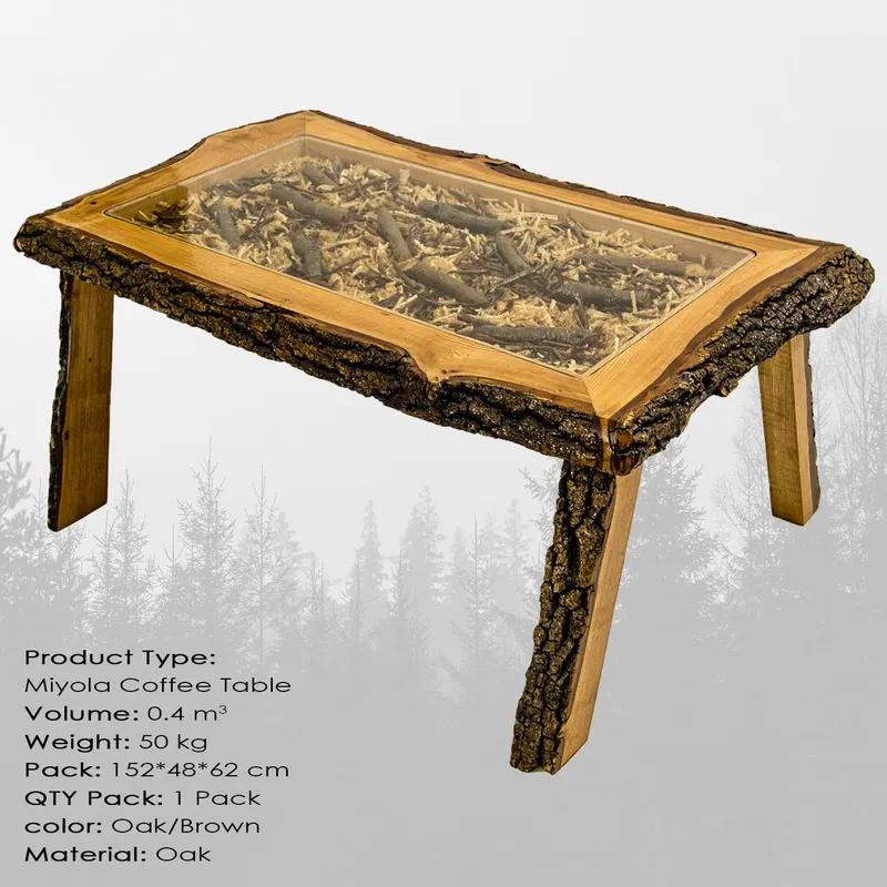 Măsuță de cafea Miyola Large, Stejar - Maro, 150x60x46 cm - Stejar - Maro