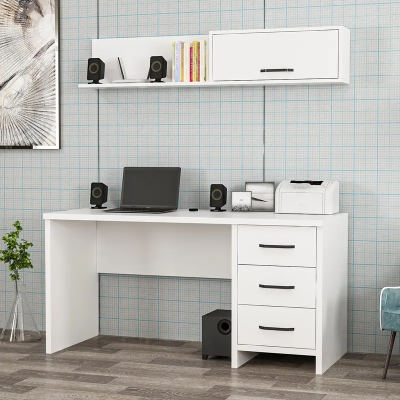 Birou Troy, Alb, 150x60x75 cm - Alb