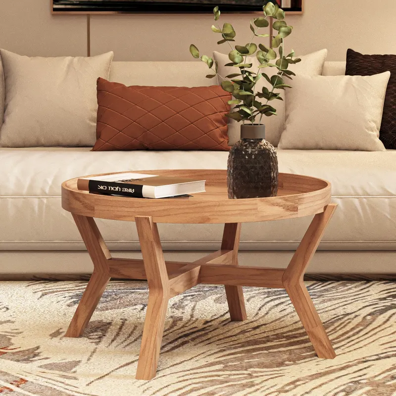 Măsuță de cafea Buca, Pin atlantic, Ø80x46 cm - Natural