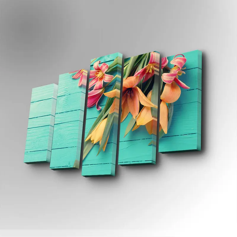 Tablou canvas 5 bucăți 5PUC-065, Multicolor, 82x50x3 cm - Multicolor