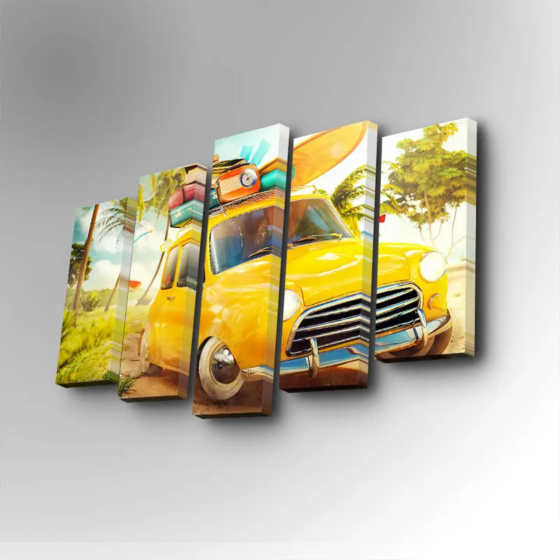 Tablou canvas 5 bucăți 5PUC-069, Multicolor, 82x50x3 cm - Multicolor