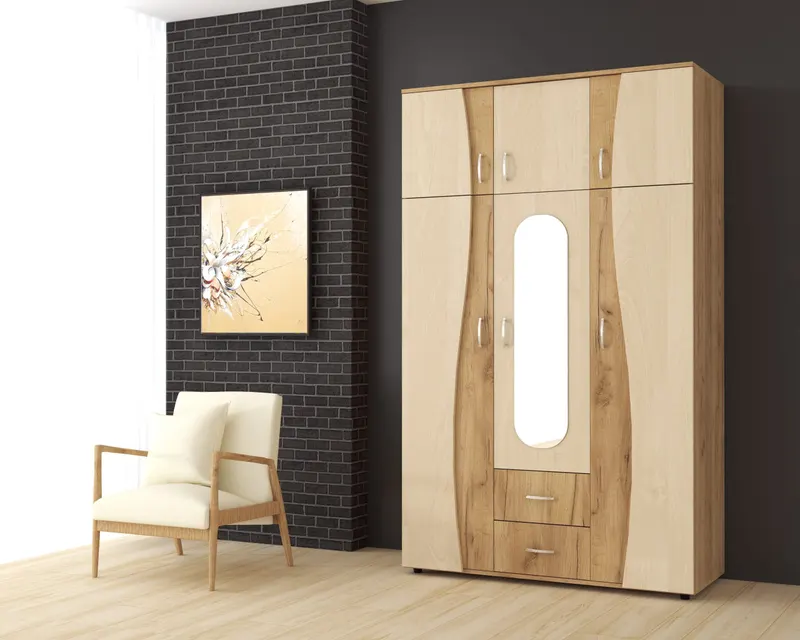 Sifonier 3 usi S, 120 cm Stejar K03/Mesteacan