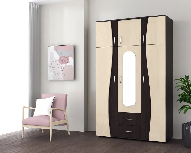 Sifonier 3 usi S, 120 cm Wenge/Mesteacan