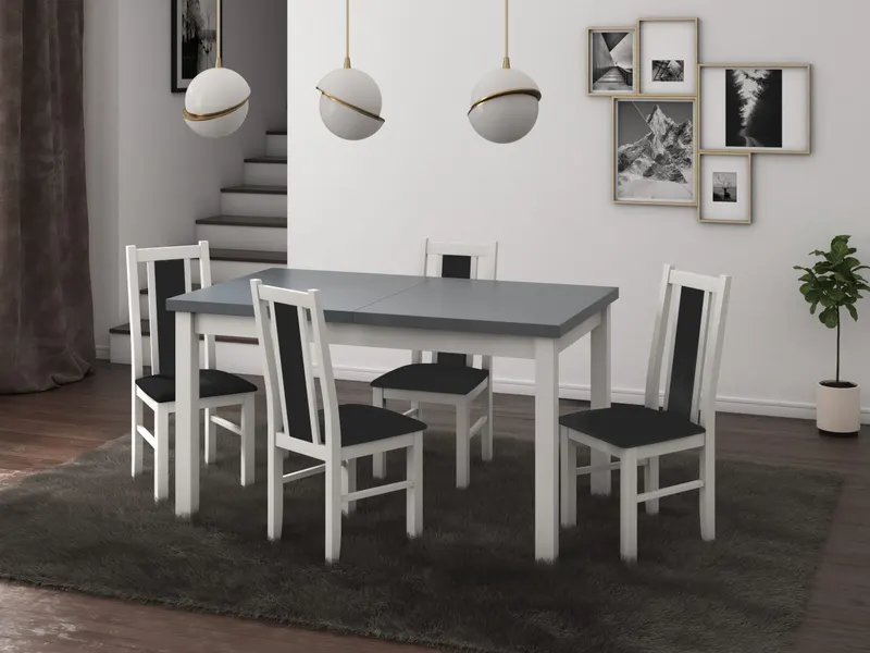 Set masa Modus 1 Alb/Grafit cu 4 scaune Boss 14 Alb, cod stofa 24Z