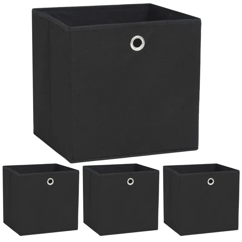 cutii de depozitare, 4 buc., negru 32x32x32 cm material netesut
