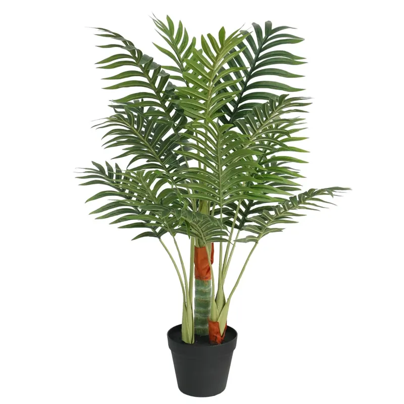 palmier artificial cu 3 trunchiuri, verde, 85 cm, pp