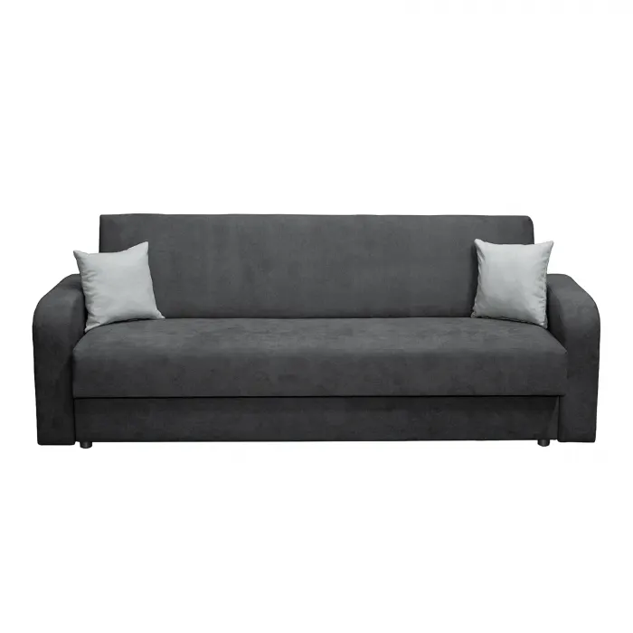 Canapea FANTAZI S extensibila, 3 locuri, cu arcuri, lada depozitare, gri inchis, 225x80x90 cm