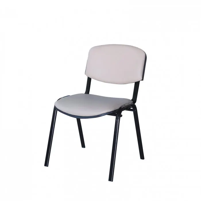 Scaun de birou VIZITATOR, cadru metalic, tapitat piele ecologica, bej, 52x44x76 cm