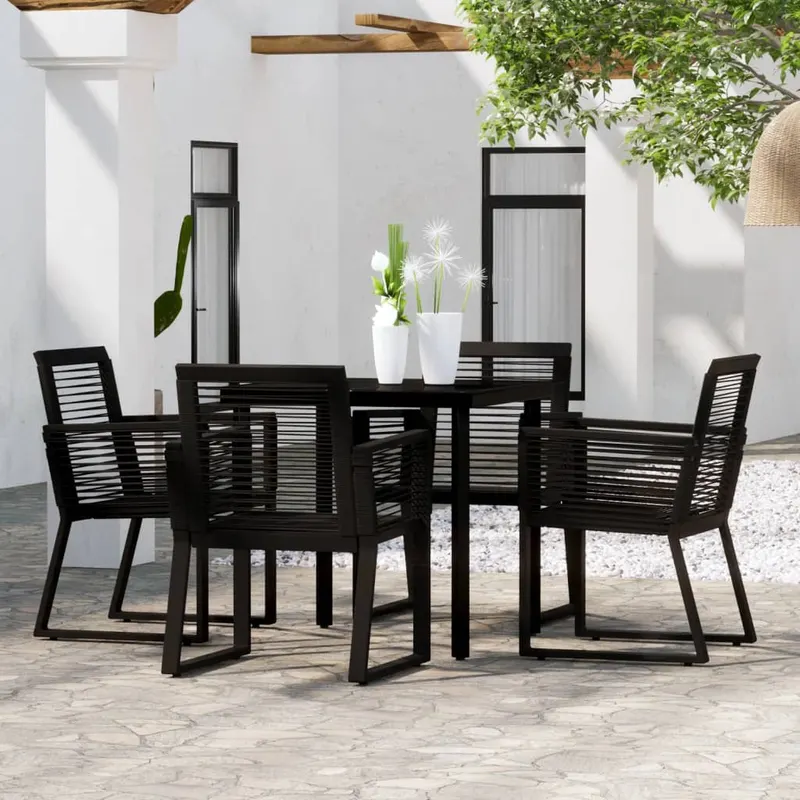 set de mobilier pentru gradina, 5 piese, negru