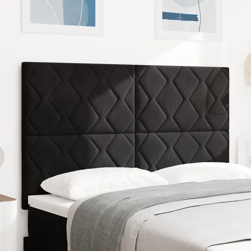 tablie neagra cu design blocuri de diamant 140 cm catifea