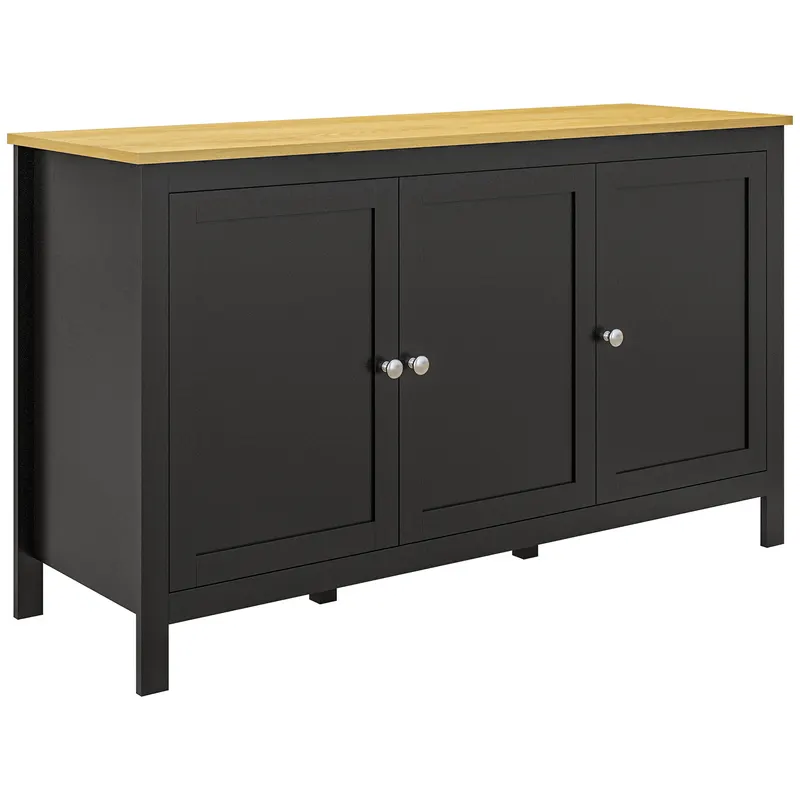 HOMCOM Dulap cu 2 Compartimente și 2 Rafturi Reglabile pe 3 Nivele, 120 x 40 x 70 cm, Negru și Lemn
