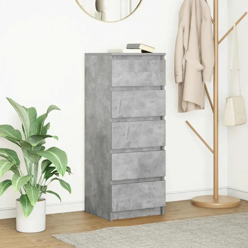 bufeta cu sertare gri beton 37,5x35x99 cm lemn prelucrat