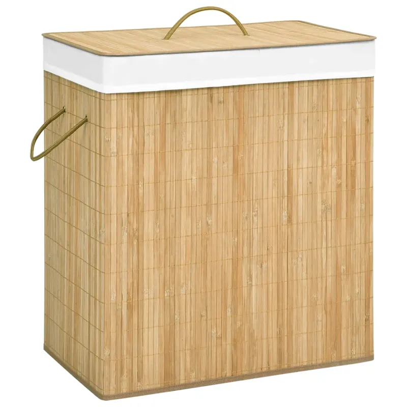 cos de rufe din bambus cu 2 sectiuni, 100 l