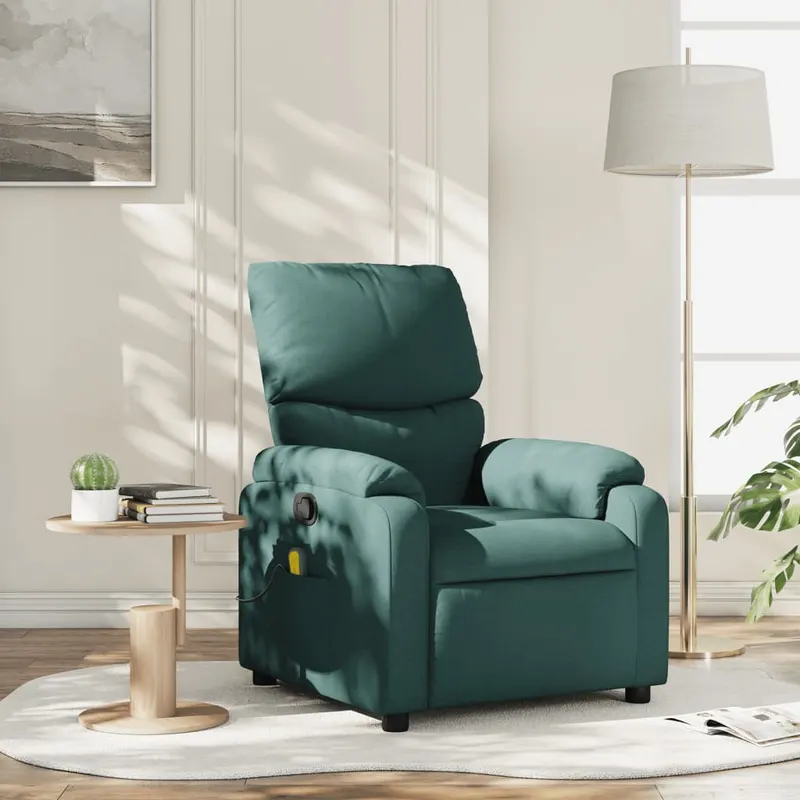 fotoliu de masaj rabatabil, verde inchis, material textil
