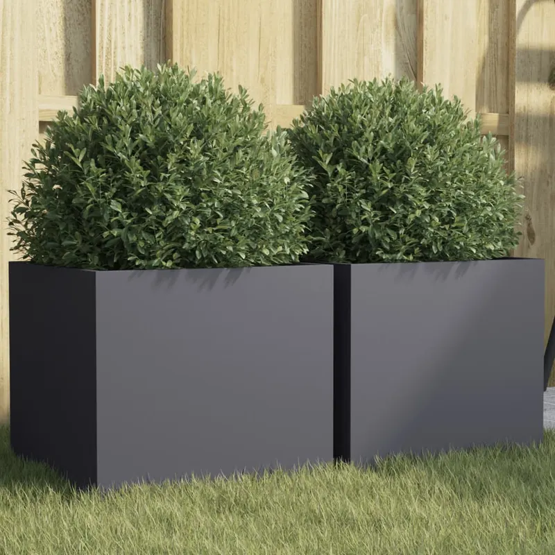 jardiniere, 2 buc., antracit, 32x30x29 cm, otel laminat la rece