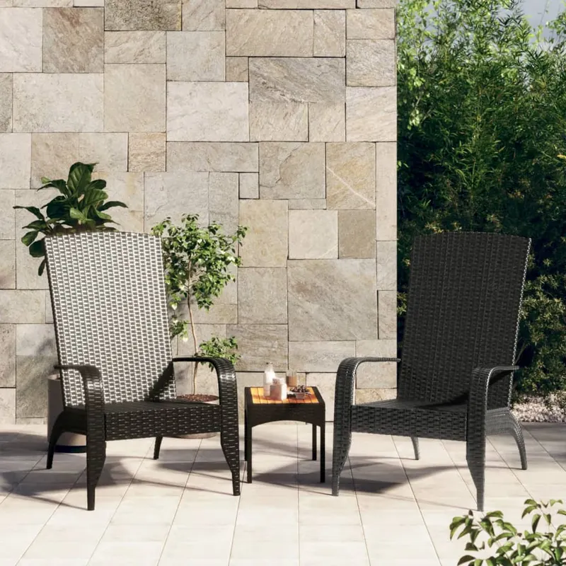 scaun adirondack de gradina, negru, poliratan