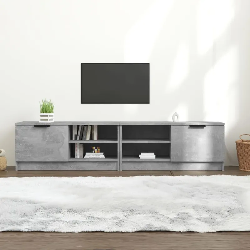 comoda tv, 2 buc., gri beton, 80x35x36,5 cm, lemn prelucrat