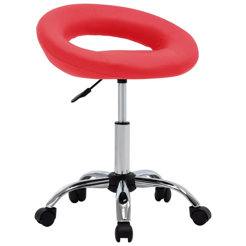 scaun de bucatarie pivotant, rosu, piele ecologica