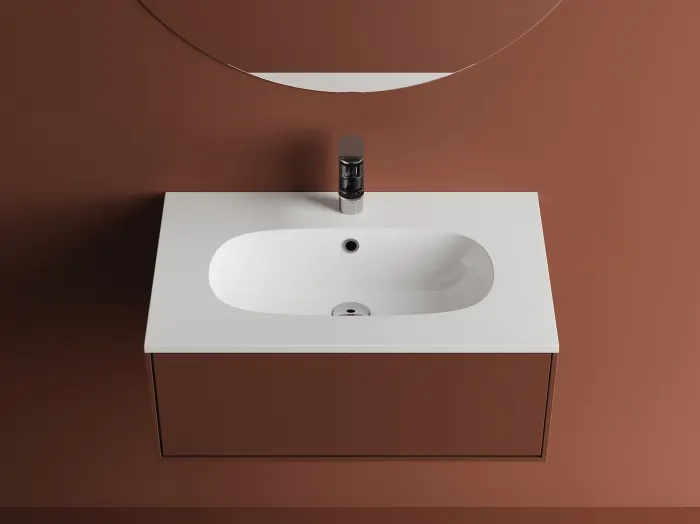 Lavoar incastrat din compozit, 71x46x14.2 cm, alb lucios, Dover