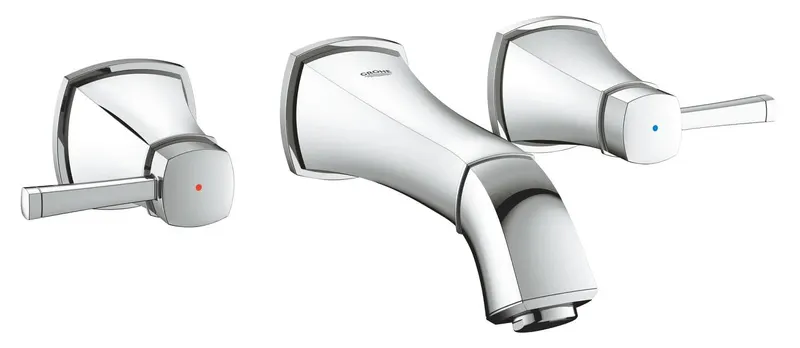 Baterie lavoar Grohe 20414000, Grandera, tip comanda dubla comanda, tip instalare pe perete, marime m, crom