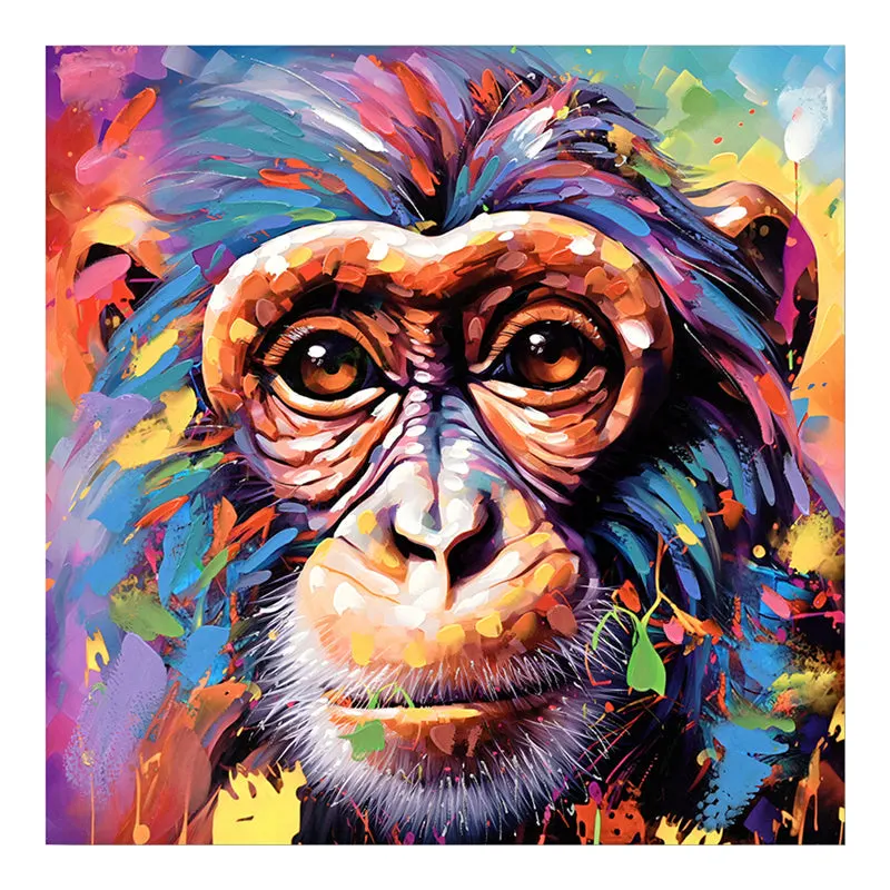 Tablou canvas Maimuta Bano, Multicolor, 80x80 cm - Multicolor
