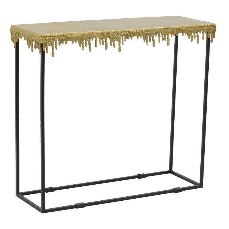 Masa Consolă Bulco metal, auriu-negru, 80x28x72 cm - Negru