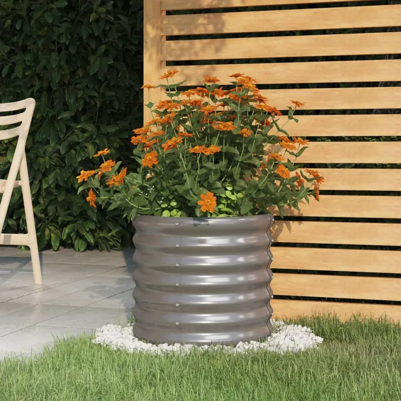 jardiniera gradina gri 40x40x36 cm otel vopsit electrostatic