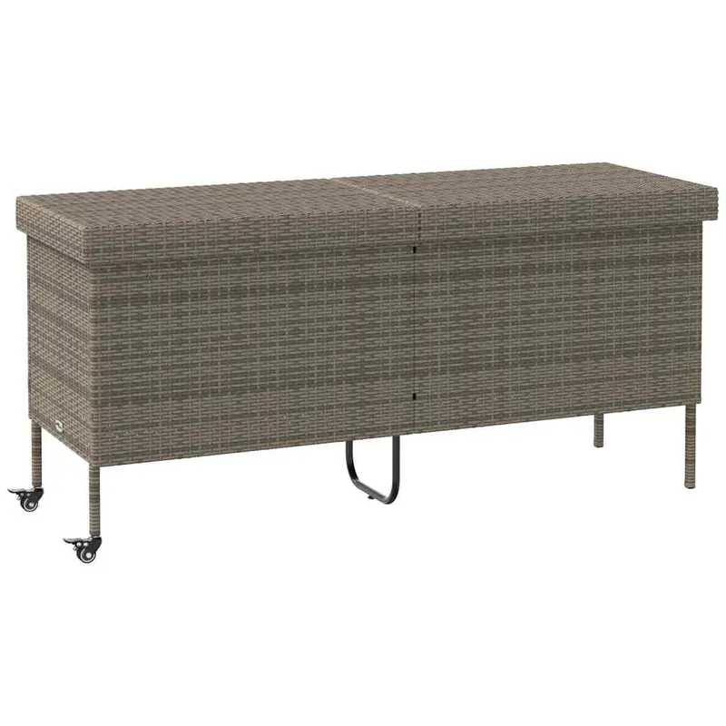 lada depozitare de gradina cu roti, gri 160x55x75 cm poliratan