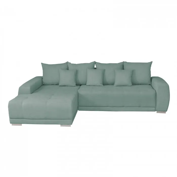 Coltar MARIBO L extensibil, cu arcuri si lada depozitare, colt stanga, mint, 282x205x92 cm