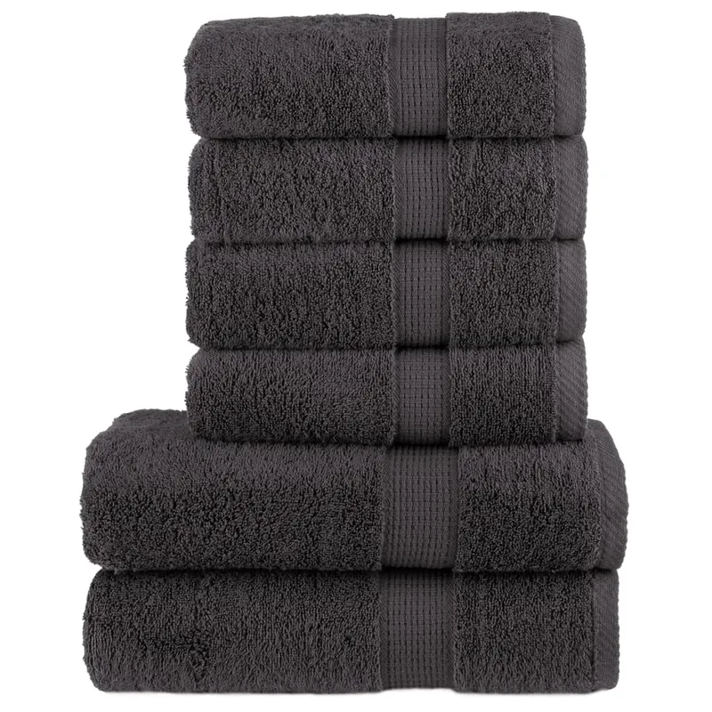 set de prosoape premium solund, 6 piese, antracit, 600 g/m2