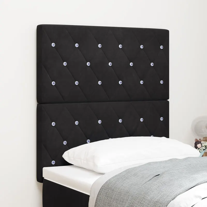 Tablie cu butoane cristal tufted neagra 80 cm catifea, tablie cu butoane cristal tufted neagra 160 cm catifea