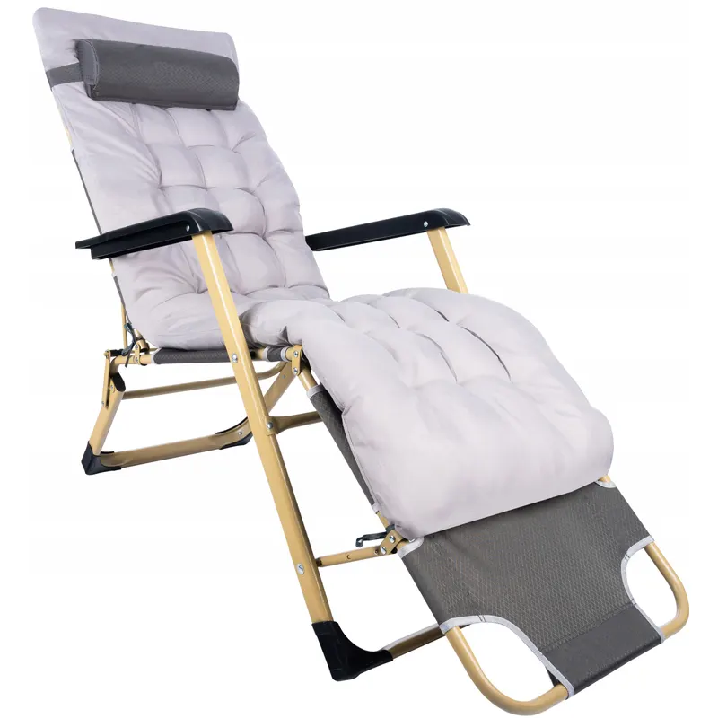 Sezlong pliabil plaja gradina perna tetiera functie pat, 64x178 cm, design modern, gri