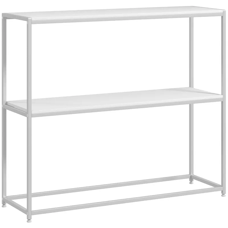 HOMCOM Masă Consolă de Intrare Subțire cu Partea Superioară Deschisă, Dulap Consolă din Oțel și PAL, 100x30x87 cm, Alb
