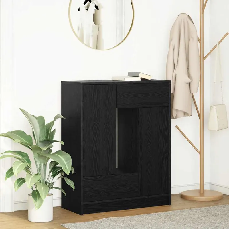 bufeta cu sertare si usi stejar negru 73x31x90 cm
