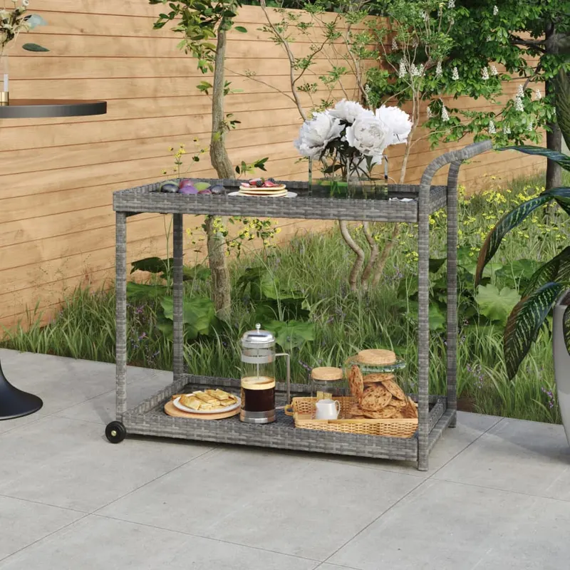 carucior de bar, gri, 100x45x83 cm, poliratan