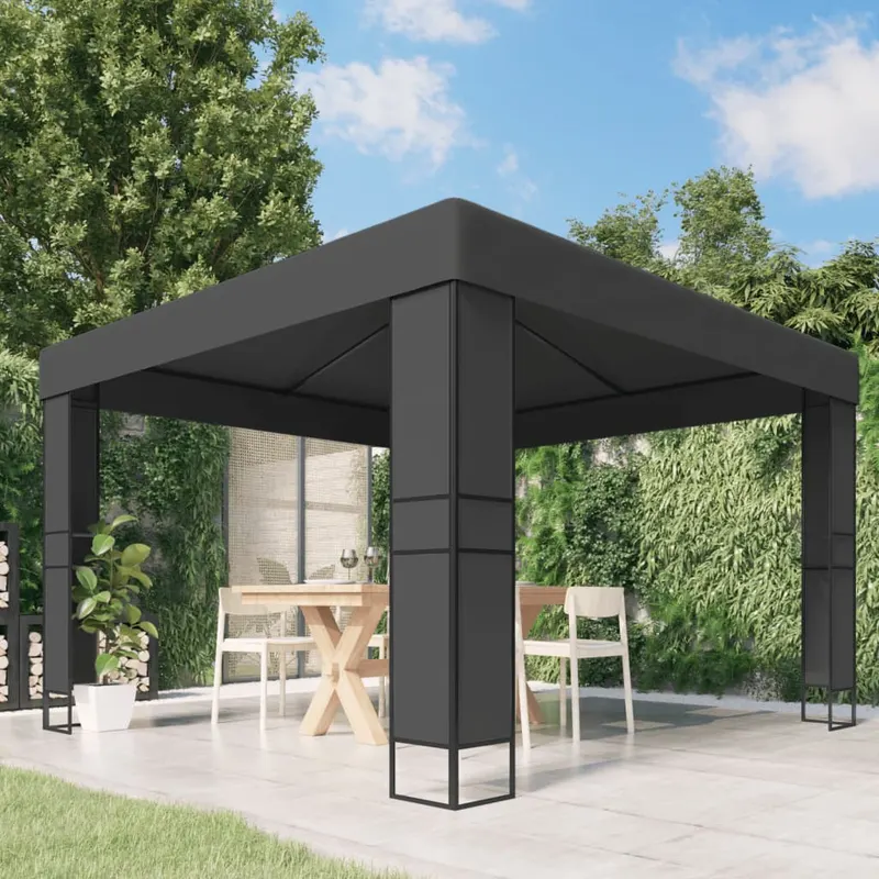 pavilion cu acoperis dublu, antracit, 3 x 3 m