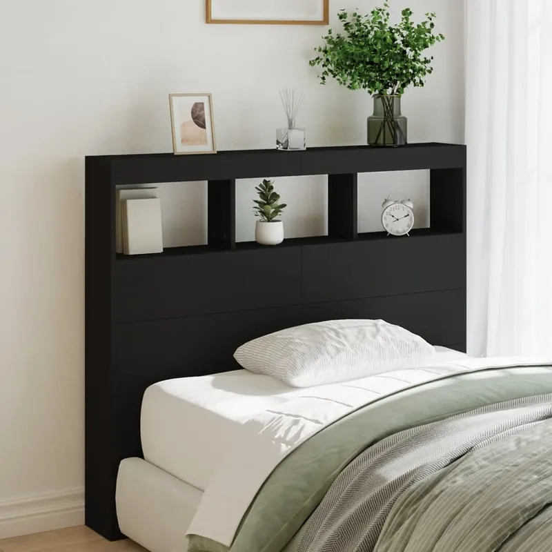 tablie cu dulap si led, negru, 120x17x102 cm