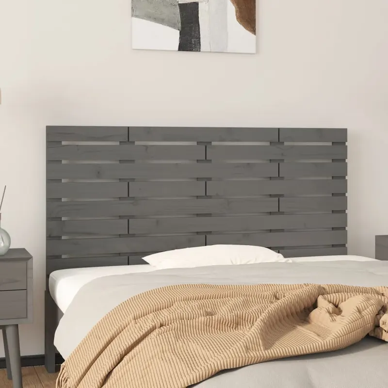 tablie de pat pentru perete, gri, 146x3x63 cm, lemn masiv pin