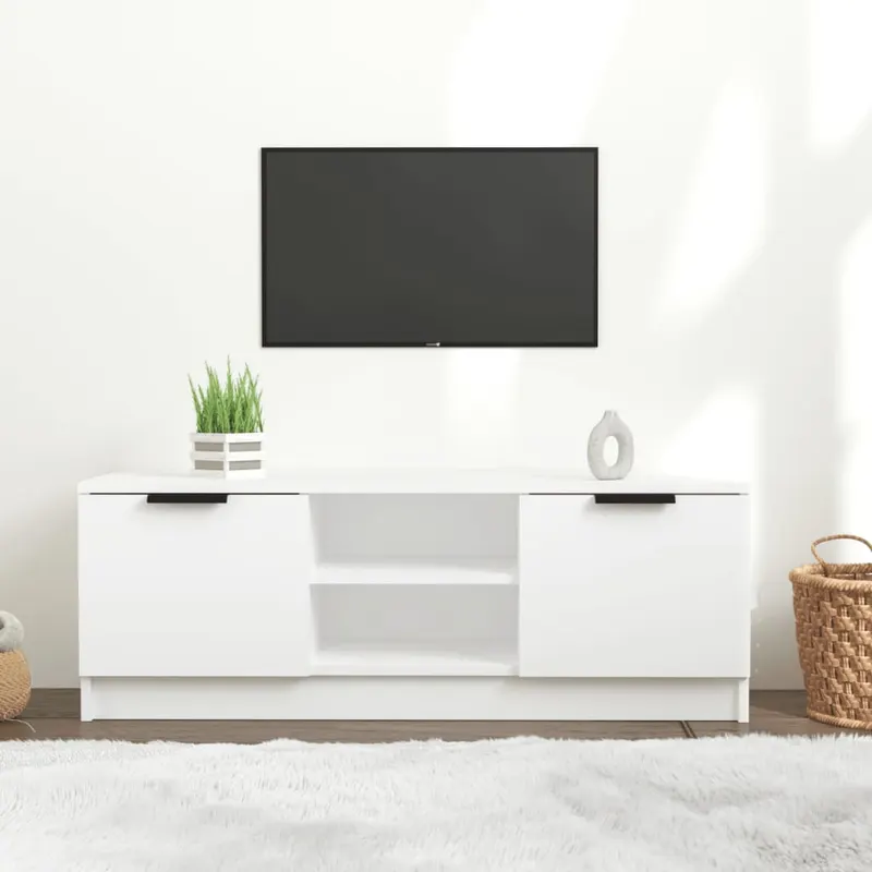 comoda tv, alb, 102x35x36,5 cm, lemn prelucrat