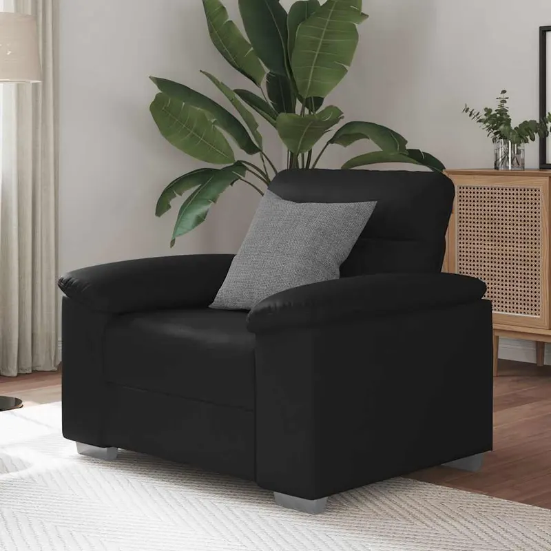 canapea scaun negru 60 cm piele artificiala