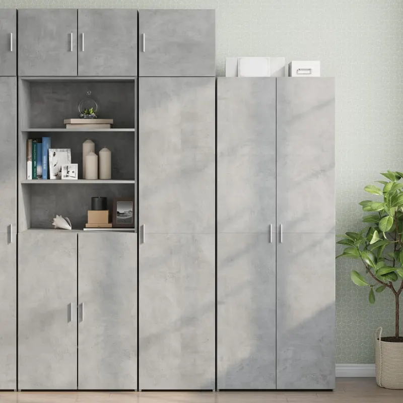 dulap depozitare slim gri beton 45x42,5x225 cm lemn prelucrat