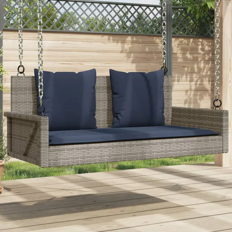 balansoar cu perne gri 119x56x48 cm, poliratan