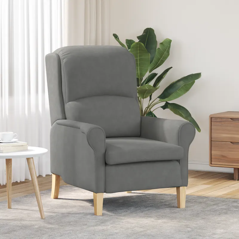 fotoliu gri inchis gri inchis tesatura si lemn standard ergonomic