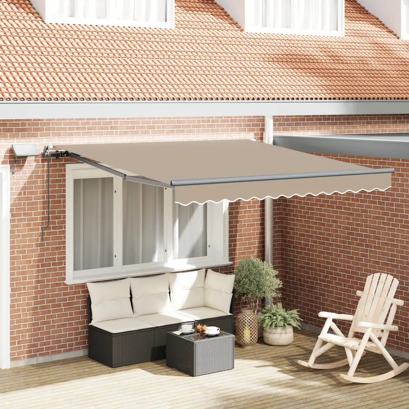 Marchiza manuala retractabila cu led bej 350x250 cm, material de inlocuire pentru marchiza pentru cadru de 3.5x2.5 m bej