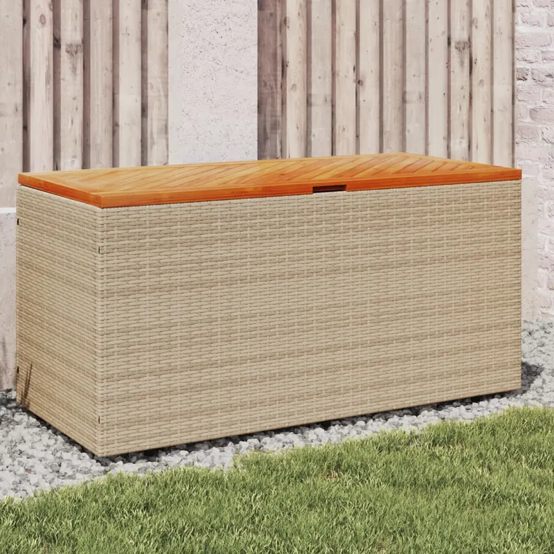 cutie depozitare gradina bej 110x50x54 cm lemn acacia poliratan