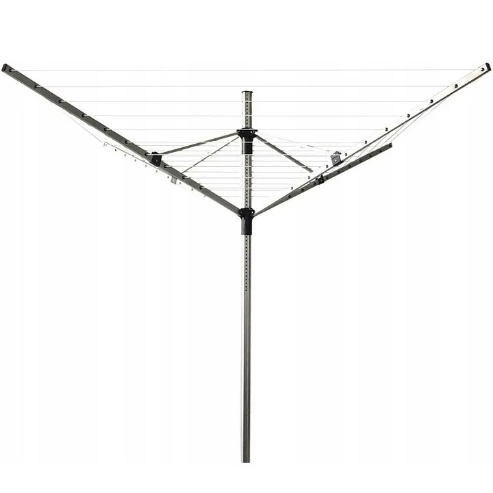Uscator haine rotativ 50 m fir, 4 brate aluminiu, inaltime reglabila 180-200 cm, pliabil, suport fixare sol inclus