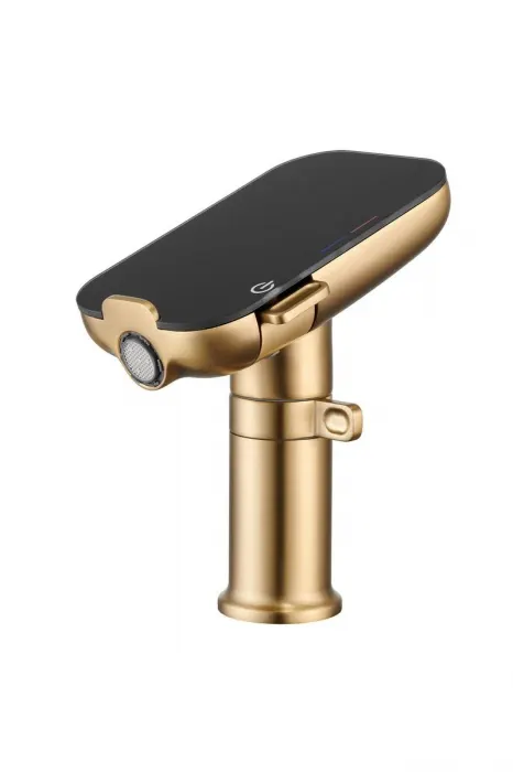 Baterie de baie cu afisaj digital al temperaturii si suport pentru telefon bronz periat, Form Digital